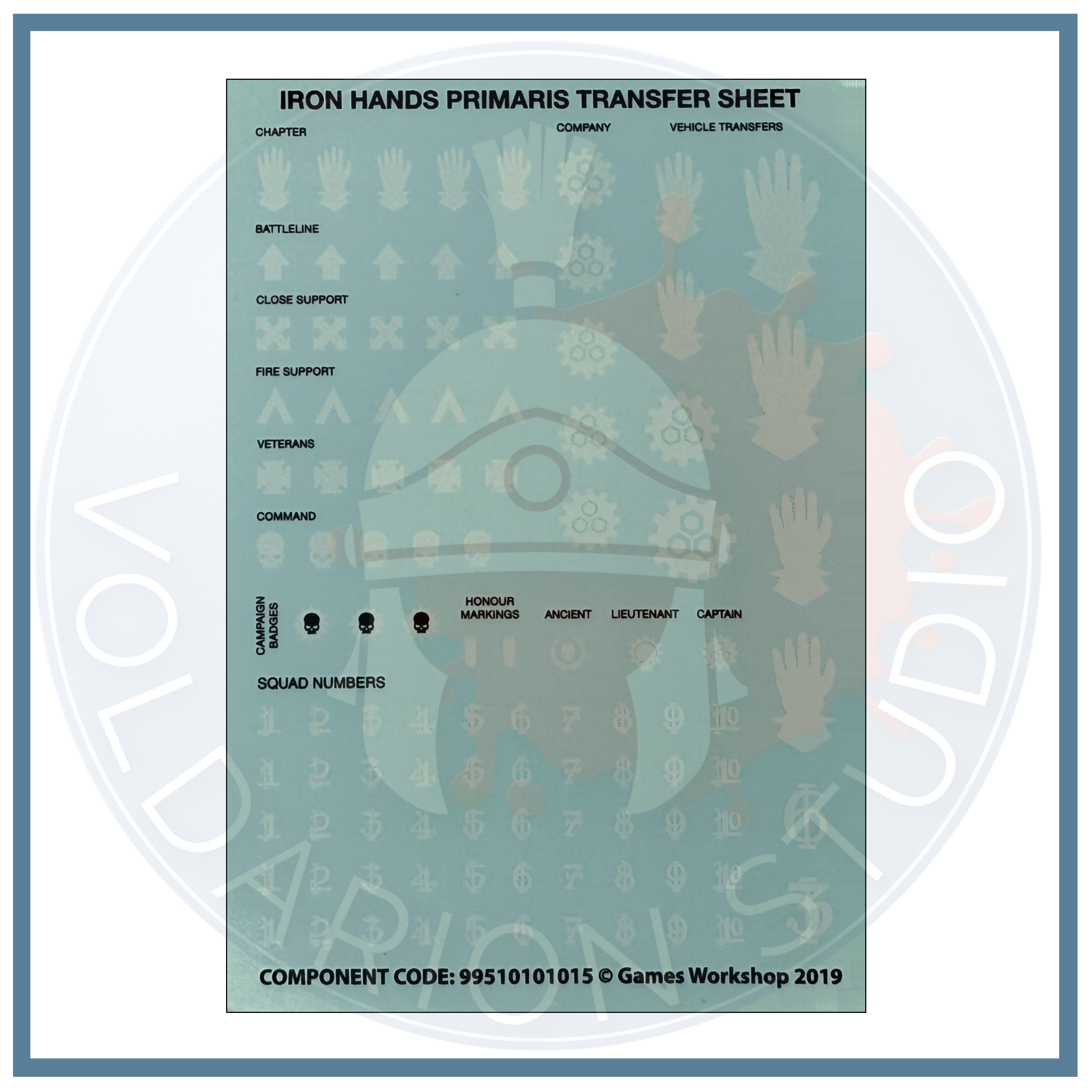 Iron Hands Transfer Sheet
