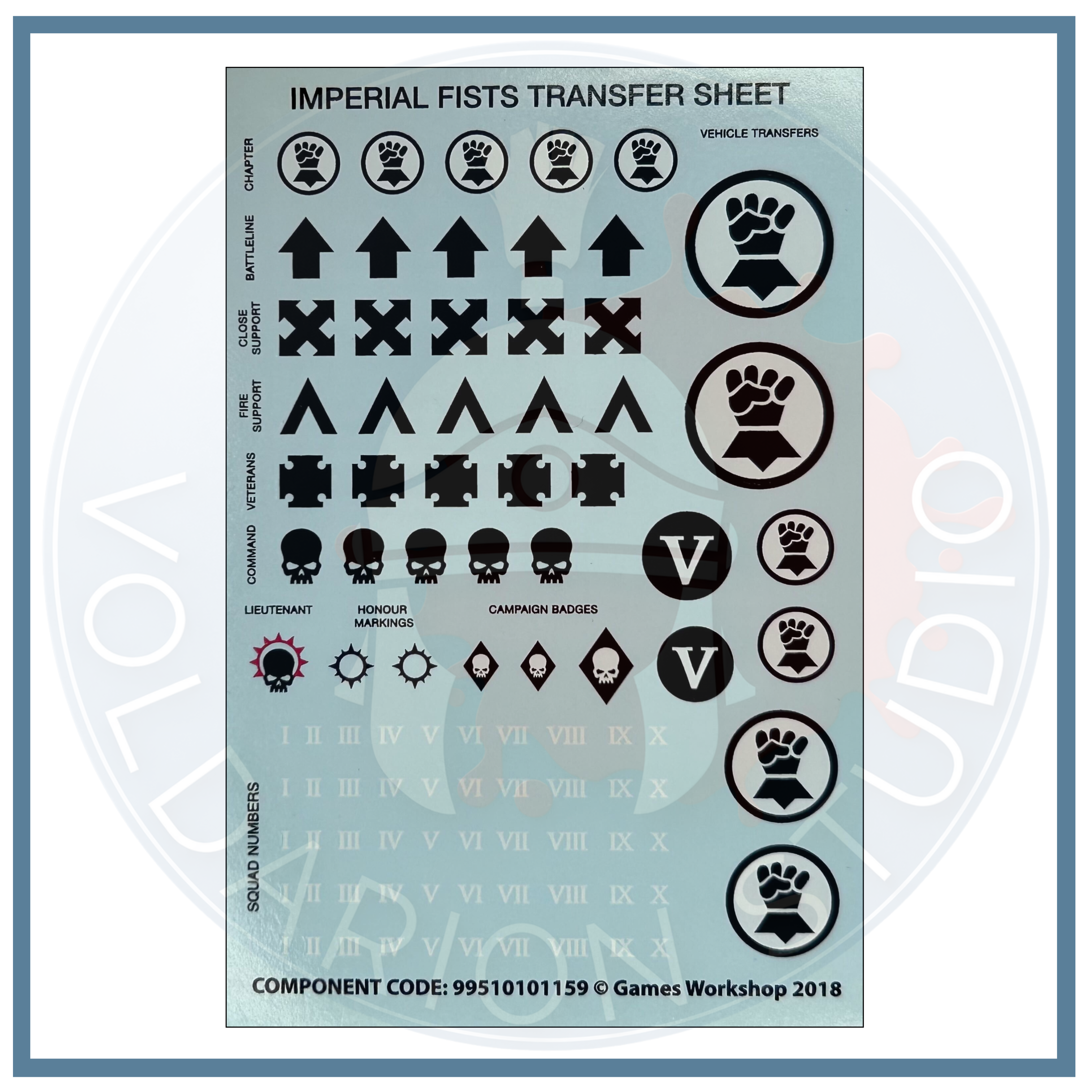 Imperial Fists Transfer Sheet